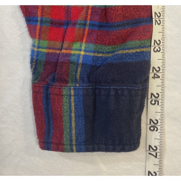 Men's Medium Blue/Red/Green Plaid Flannel Button Up Hollister Shirt Logo - Picture 7 of 8